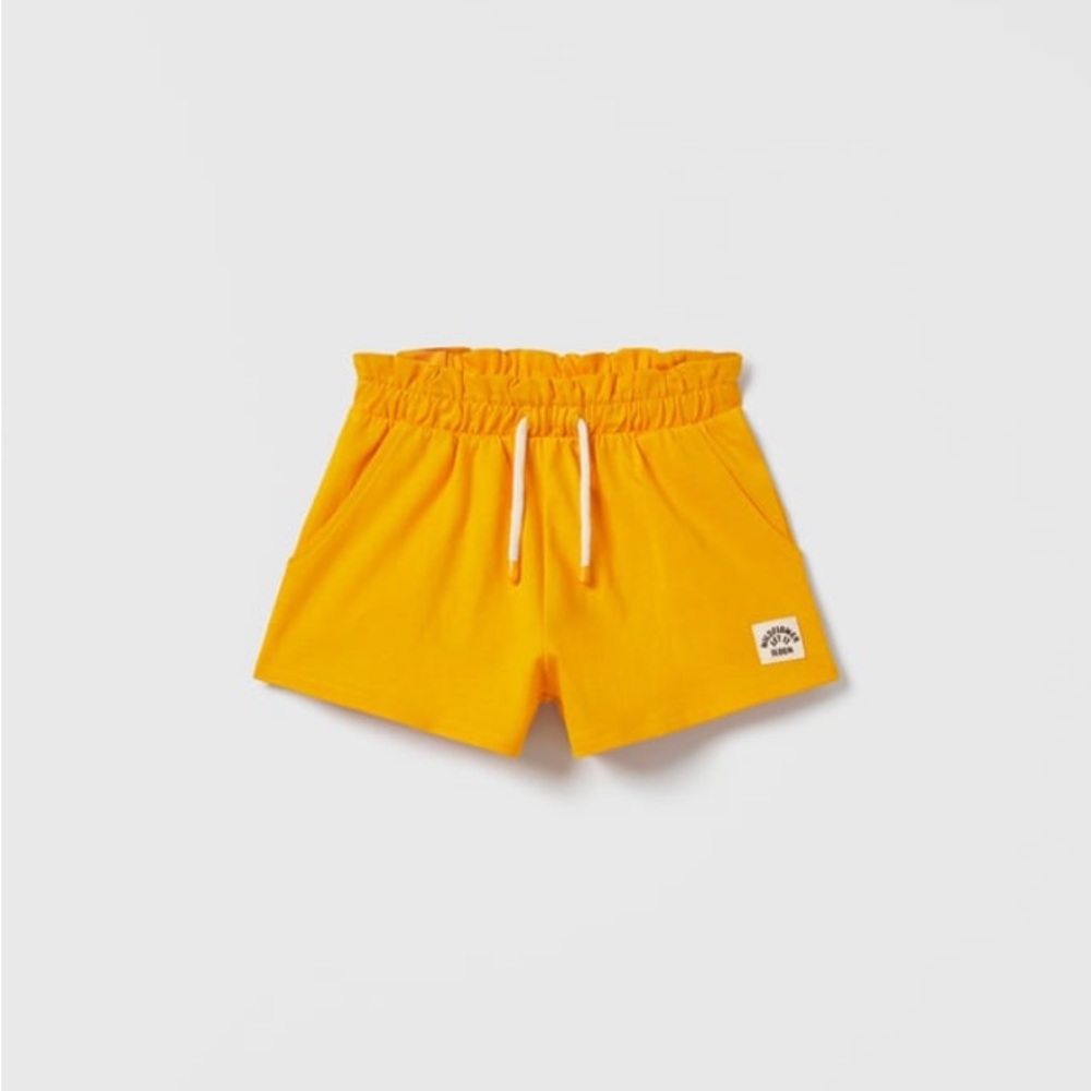 NWT Zara 6Y plush cotton shorts with label orange